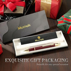Red Gel Pen With 24K Gold Finish, Fine lacquer work, Fancy Men's And Women's Gift Set, Professional, ADMOK Black Refill, Smooth Writing, Executive, Commercial, Click, Nice Retractable Pens