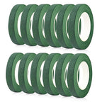 BOMEI PACK Dark Green Floral Tape 12 Rolls 1/2 inch x 30yds for Fixing, Decorating Flower Bouquets, and Bouquet Wrapping.