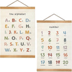 ZTGDA Alphabet Numbers Poster Set of 2, Alphabet Numbers Wall Art, ABC Banner Poster, Banner Wall Hanging Decor for Toddler Room Playroom Nursery Wall Classroom Decor (12x16inch ABC&123)