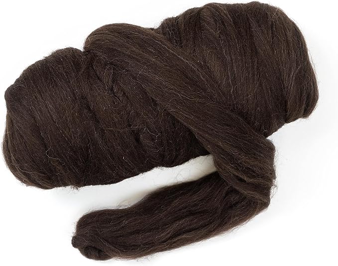 Natural Wool Bulk roving, 1 lb. Best Wool for Spinning, arm Knitting, Felting, Chunky Blankets and Tapestry. Natural Colors, un-Dyed. (Dark Chocolate, 1 lb)