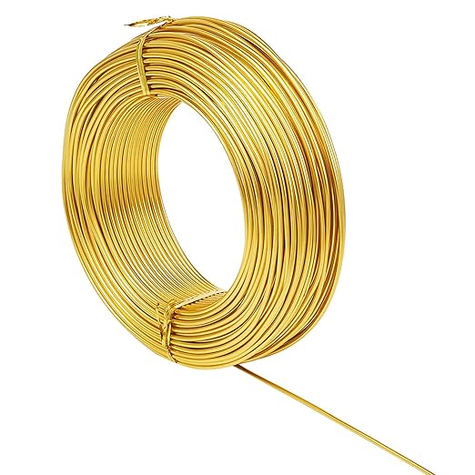 Fashewelry 180 Feet 2mm Gold Aluminum Wire Bendable Metal Craft Wire for Beading Sculpting Jewelry Making