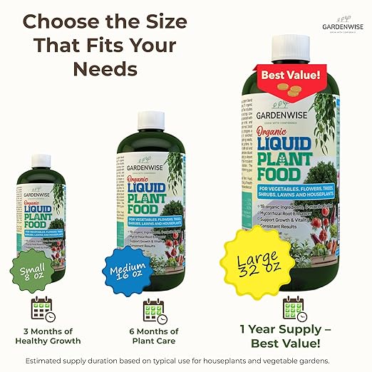 Organic Liquid Plant Food for Indoor Houseplants – All Purpose Fertilizer for Potted Plants, Vegetables, Succulents, Orchids, Roses – Miracle Growth with Mycorrhizae (16 oz)