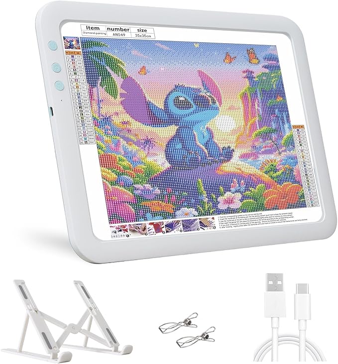 Rechargeable A3 Diamond Art Light Board,Super Bright Tracing Light Box,6 Levels Brightness with 3 Colors Mode and Stand, Wireless Tracing Pad for Diamond Painting,Weeding Vinyl,Sketching & Drawing