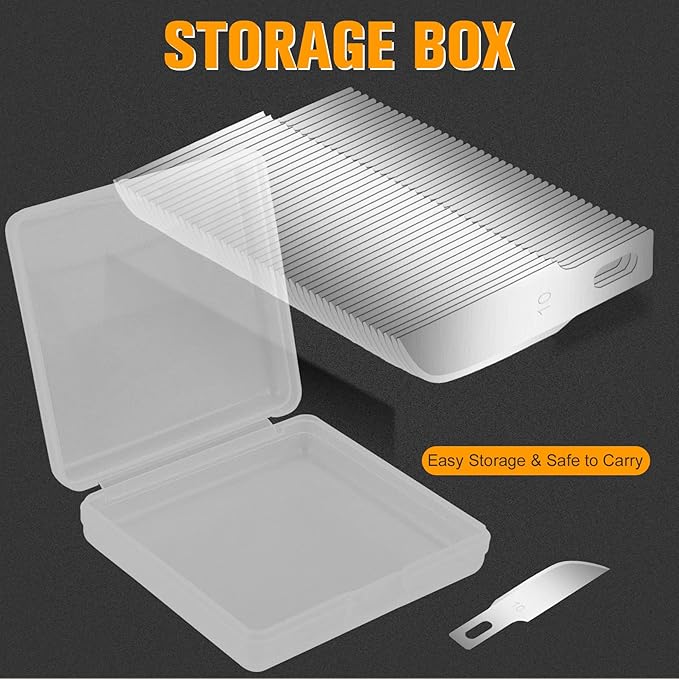 100 Pack Hobby Blades Set #10 Craft Knife Blades Refill Hobby Knife Replacement Blades with Storage Box for Art Craft Scrapbooking Supplies Caving Stencil