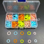 Hilsayum 240PCS Round Knitting Stitch Rings Plastic Crochet Stitch Markers with 10 Grid Storage Box Sewing Accessories