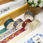 12 Rolls Charming Washi Tape Set Gold Silver Foil Detailing Arts Adhesive Tapes Basic Patterns Decorative Masking Tape Sets for Craft, Kids, Scrapbook, DIY, Gift Wrapping (Mystical Forest)