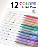 Four Candies 12Pack 0.5mm Quick Dry Retractable Gel Pen Set, Cute Transparent Fine Point Multicolor Note Taking Aesthetic lnk Pens, Comfort Grip 12 Ink Colors Drawing Writing School Office Home