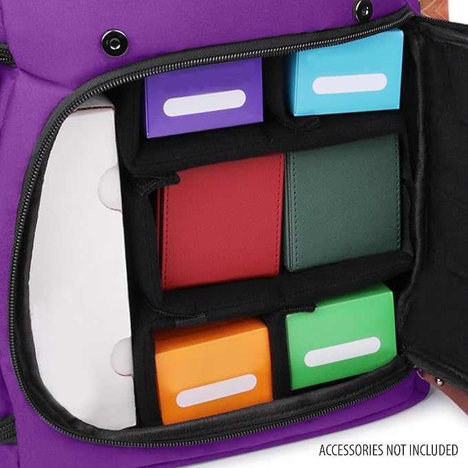 ENHANCE Designer Edition TCG Backpack - MTG Deck Bag Card Binder Space, TCG Deck Box Storage, MTG Playmat Holder - Card Storage Compatible with Magic the Gathering, Pokemon, Lorcana (Canvas Purple)