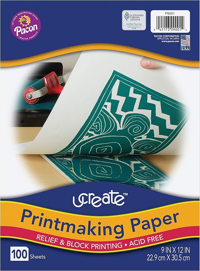 UCreate Printmaking Paper, White, 9" x 12", 100 Sheets