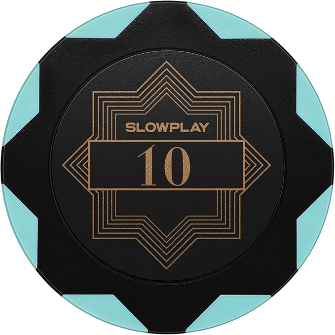SLOWPLAY Nash Clay Poker Chips, 14 Grams Heavyweight Clay Composite, 40mm Large Chips in Bulk, Pack of 50 with Denomination of 10