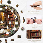 KAAYEE Wooden Puzzles for Adults, 3D Visual Effect Tree House Library Wooden Jigsaw Puzzle Unique Shape Wood Puzzle Adult, 3D Effect Flat Puzzle Birthday Family Games (L-13.4 * 13.4 in-295pcs)