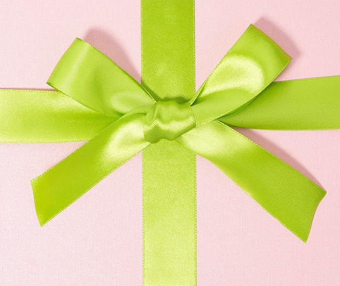 1 Inch Apple Green Solid Satin Ribbon, 50 Yards Craft Fabric Ribbon for Gift Wrapping Floral Bouquets Wedding Party Decoration