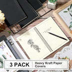Yahenda 3 Pcs Spiral Notebook Bulk A5 Journal Lined 8.3'' x 5.5'' Writing Composition Paper Small Notepad Subject Notebook for Students Office Business Back to School Supplies (Black)