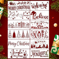 Christmas Stencils for Crafts Reusable Christmas Doormat Stencils Xmas Holiday Stencil for Painting on Wood Door Mats Fabrics Decor