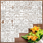 65Pcs Small Stencils for Painting on Wood Reusable, 3 Inch Reusable Stencil for Craft Ornament Paint Template Stencils for Wall Card Rock Wood Signs Coasters Canvas Home Decor (Bible Words)