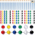 20 Pack 6 Colors Mini Acrylic Paint and Brushes Set for Kids Party Favor, Individual Paints Strips Sets with Brush for Kid, Student Painting Kit for Canvas