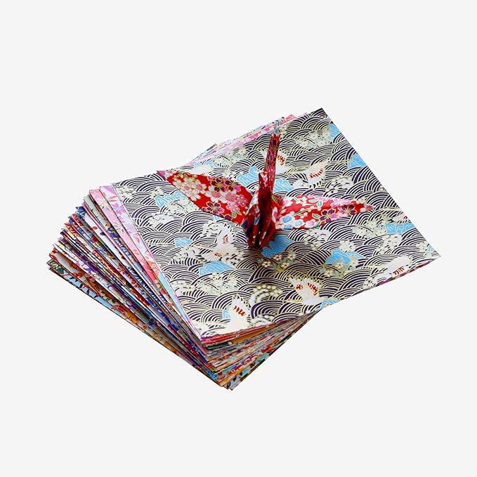 50 Origami Paper Yuzen Washi Paper Different Patterns Japanese Print 6x6 inches for Wedding Decor Japanese Designs, Mixed Patterns for Origami, Scrapbooking, DIY Gifts Origamipolly