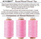 0.55mm Bonded Round Waxed Polyester Thread 76 Yards Each, 12 Rainbow Color Wax Coated String Thin Cord for Micro Macrame, Bracelets Braided, Leather Sewing, Stitching, Beading and Bookbinding