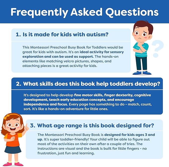 Montessori Preschool Busy Book for Toddlers Ages 3 and Up - Preassembled - Preschool Learning Activities Homeschool Montessori Toys - 3 Year Old Boy Gift - 3 Year Old Girl Christmas Birthday Gift