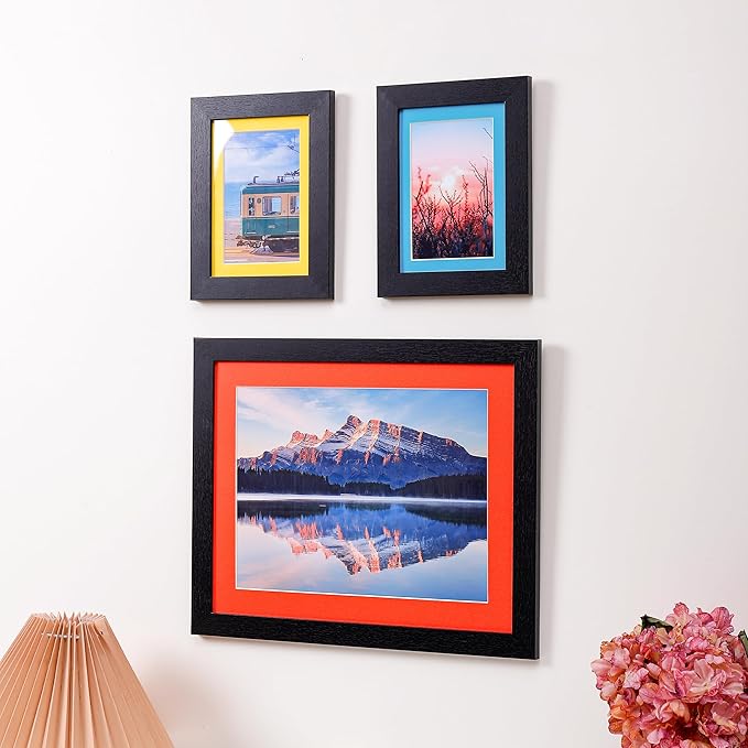 HOTUO 10 Pack 11x14 Mixed Colors Picture Mats, 4 Ply Thickness Frame Mattes for 8x10 Photo, Photo Mat with Core Bevel Cut, for Frames/Artwork/Print/Pictur(with V-Groove)