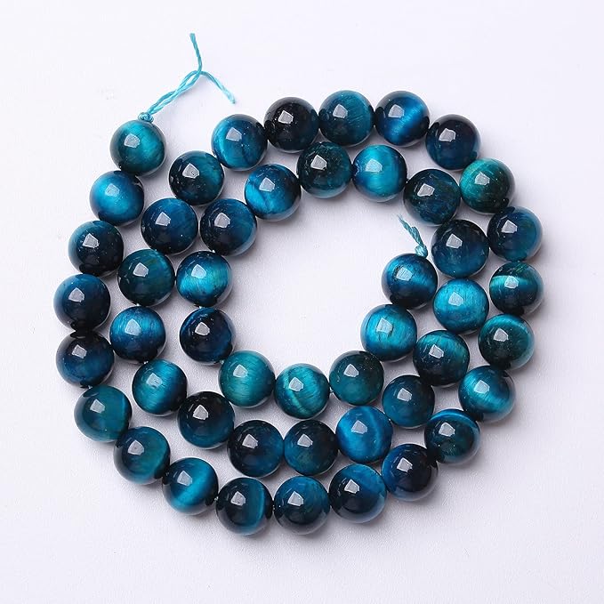 AAA Natural Blue Tiger Eye Gemstone Beads Natural Round Loose Stone Beads for Jewelry Making DIY Bracelet Necklace Earrings 12mm 32pcs 1 Strand 15" (Blue Tiger Eye, 12mm)