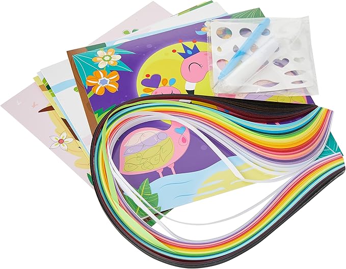 C.S. Kids DIY Paper Quilling Arts & Crafts Gifts – Animal Kingdom| 3D Paper Quilling Design Kits for Kids, Make Your Own Paper Art (Paper Strips & Tools Included), Multicolor,PQ05