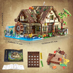 Wood Cabin Mini Building Set with Lights, Forest House Building Block Kit with Animals Stream Waterwheel, 2570 PCS Treehouse Construction Model Toy Collection for Adults Teens Boys Girls 12+