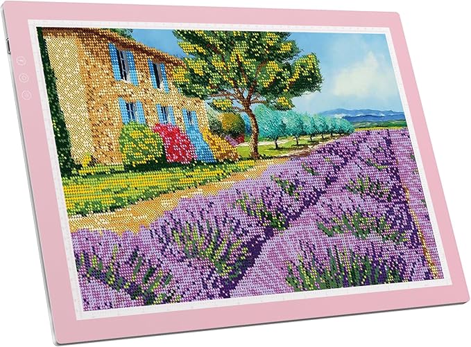 ZEXALIGHT A3 Light Box for Tracing, Light Pad for Diamond Painting with 8 Levels/Stepless Dimming Brightness and 3 Color Modes, Ultra-Thin Copy Board Light Table for Artists Tracing Drawing (Pink)