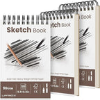 Umriox Small Sketchbook 5.5"x8.5", 3-Pack Sketch Pad (100 Sheets Each), Top Spiral Bound Sketchbook, Acid-Free Drawing Paper, Art Drawing Pad for Kids, Beginners and Students