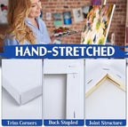 Professional Stretched Canvas Art Supplies, Acrylic, Oil, Watercolor, 20-Pack, 8x8 Inch, 5/8 Inch Profile, Cotton Canvas