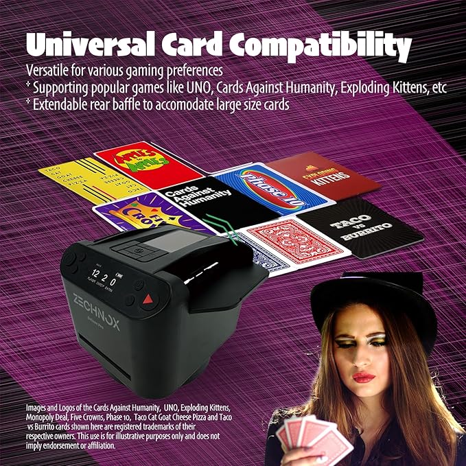 2025 New Smart 2-in-1 Automatic Card Shuffler and Dealer,Programmable Card Dealer,Card Shuffler 2 Deck,360° Rotation,Ultra Quiet,Rechargeable,Support 12 Players,4 Wireless Draw Buttons (Black Pro)