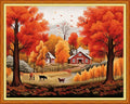 DMCVIVR Stamped Cross Stitch Kits for Adults Beginners Embroidery Kits 11CT Needlepoint Kits Cross Stitch Patterns Embroidery Patterns-Beautiful Late Autumn 16x20 inch