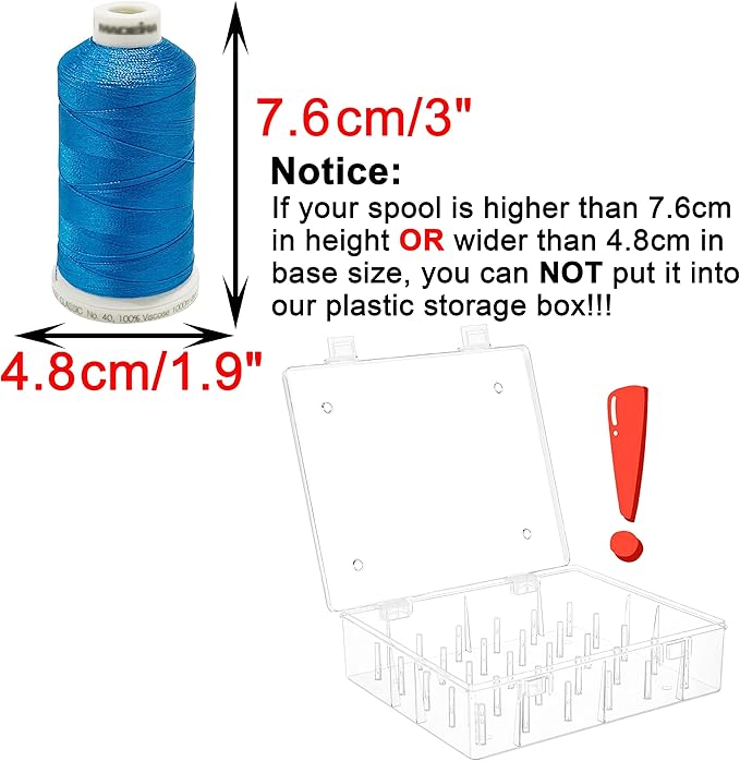New brothread Tall and Clear Storage Box/Organizer for Holding 30 Spools Home Embroidery & Cotton Thread Spool Compatible with Tall Thread Spool from Isacord/Floriani/Madeira/Glide/RA/ConnectingThread