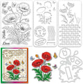 ORIGACH Realistic Corn Poppy Flower Stamps and Die and Layering Coloring Stencil Bundle for Card Making Album Arts Crafts Supplies