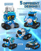 5 in 1 STEM Robot Building Toys for Boys Age 8-13, 494PCS Remote & App-Controlled Set Educational Coding Toy, Kids DIY Sound & Light Interactive Science Sets, Gift for Boys Girls 10-12