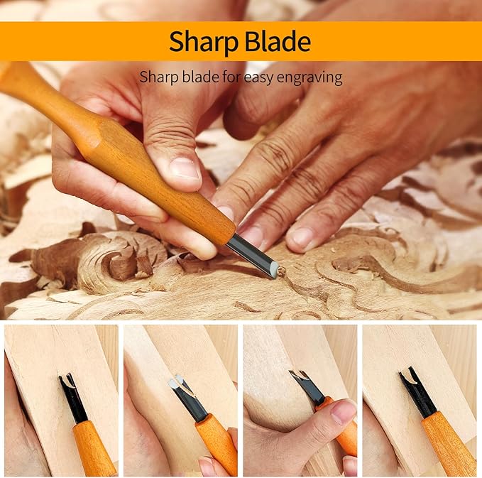 Wood Carving Tools Set - 20 Pcs Wood Carving Knife Set Beginner Whittling Kit with Canvas Case for Adults Children, Carving DIY Wood Carving Kit - Perfect for Beginners and Experts