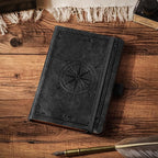 AHGXG Small Lined Pocket Journal Notebook for Men - 256 Numbered Pages College Ruled B6 Mini Journal, Vintage Soft Leather Hardcover, 80gsm Paper, for Women Work Office School, 4.1'' X 5.7''- Black