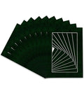 Pack of 25 Acid Free 11x14 Mats Bevel Cut for 8.5x11 Photos - Green Suede Precut Matboards For Pictures, Photos, Framing - 4-ply Thickness