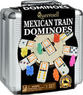 Queensell Mexican Train Dominoes Set with Wooden Hub, Domino Tile Board Games - Double 12 Dominos Set for Family Game Night for Adults and Kids Ages 8 and up (Double 12)