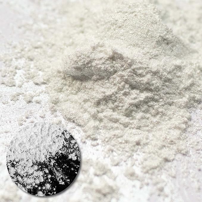 Ceya Interference Mica Powder, 1.8oz/ 50g Pearl White Chrome Nail Powder, Cosmetic Grade Pearlescent Effect Color Shift Pigment for Epoxy Resin, Makeup, Nail Polish, Soap Candle Making, Slime, Paint
