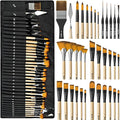 Nicpro 36pcs Paint Brush Set, Professional Paintbrushes with Palette Knife and Cloth Roll, Suitable for Acrylic Painting, Oil, Watercolor, Gouache, Art Supplies for Artists & Beginners (Wooden Color)