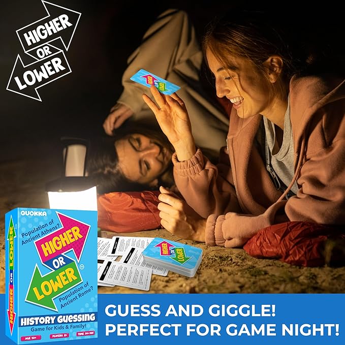QUOKKA History Board Game for Kids 10-14 Year Olds - Family Card Game for Kids and Adults - Higher or Lower | Guess Fun Questions | Easy to Learn | 2 + Players - Challenge Game for Family Night