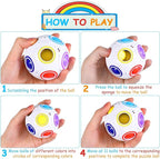 12 Pack Rainbow Puzzle Magic Ball With 2 Pcs Pouches - Fidget Toy for Boys and Girls, Speed Cube, Funny Stress Reliever for Kids, Teens and Adults (White)