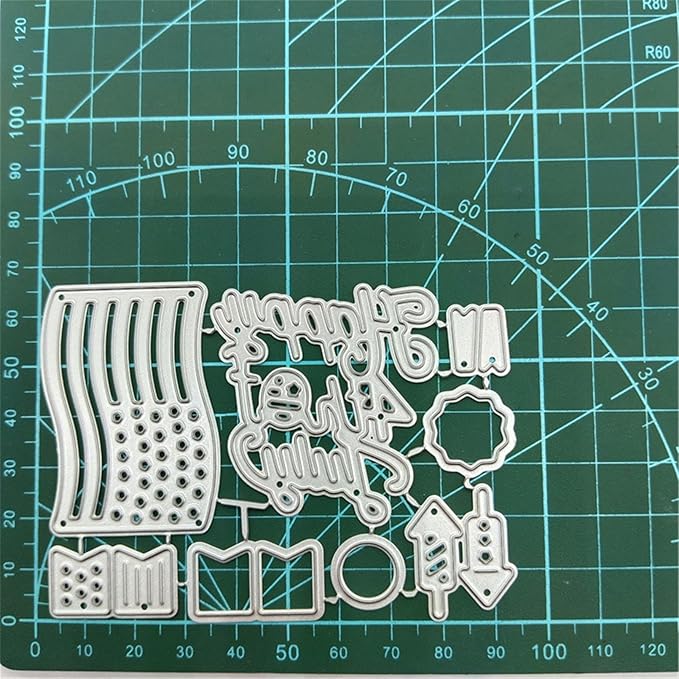 Cutting Dies Metal Stencils Scrapbooking Tools DIY Embossing Template for Paper Card Making Album Arts Crafts Supplies (Happy Independence Day-9.5x7.6cm)