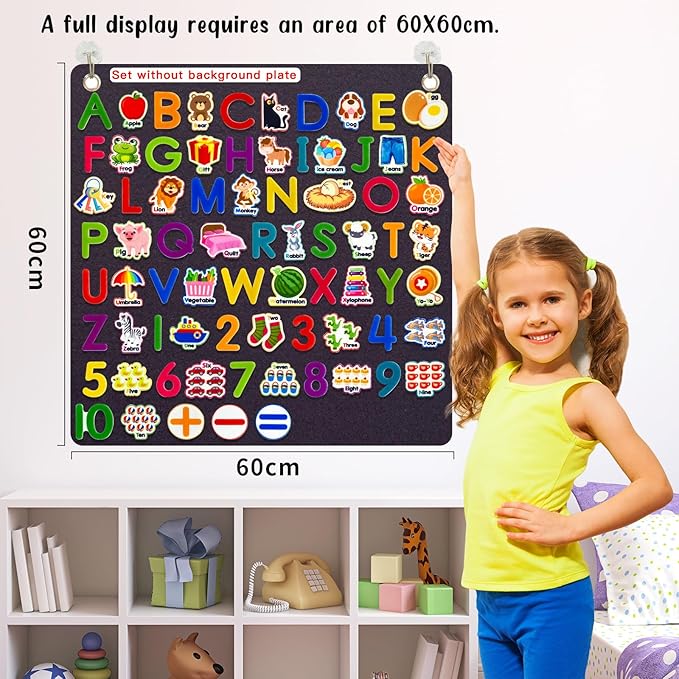 Felt Learning Letters and Numbers - 75 Felt Board Pieces for Flannel Board, Alphabet ABC for Toddlers, Kindergarten, Preschool