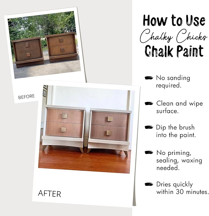 Chalky Chicks All-in-One Chalk Paint for Furniture or Cabinet - 16 Fl Oz - Matte Finish Rain Drop (Light Blue) for Metal, Wood Furniture Paint - No Sanding All-in-One for Home Decor & Crafts, USA Made