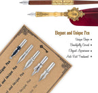 Hethrone Feather Pen and Ink Set - Quill Pens Calligraphy Pen Set Fountain Dip Pen
