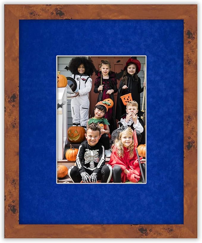 Pack of 25 Acid Free 8x10 Mats Bevel Cut for 6x8 Photos - Royal Blue Suede Precut Matboards With Backing Boards and Clear Photo Mat Bags For Pictures, Photos, Framing - 4-ply Thickness