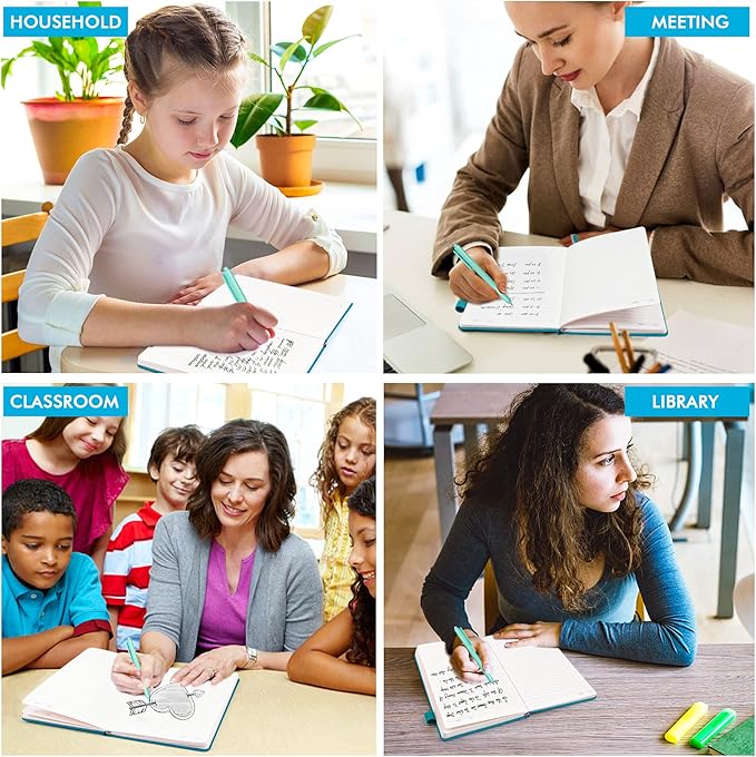 5 Pack Journal Notebook Bulk for School, Feela Hardcover Business Notebooks Classic Ruled Lined Journals with Pen Holder for Work Note Taking, with 5 Black Pens, 120 GSM, 5.1”x8.3”, A5, Teal