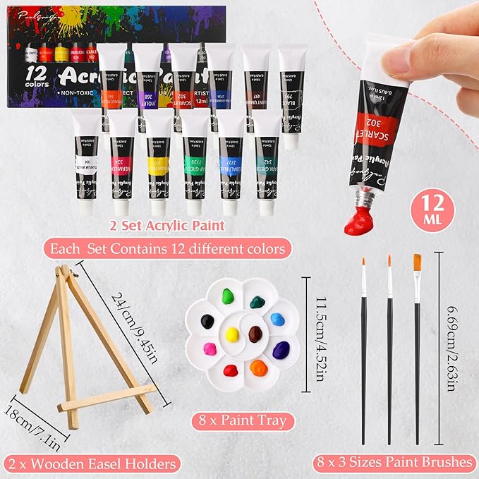 Cholemy 36 Pcs Paint and Sip Kit for Adults 8''x10'' Pre Drawn Canvas for Painting DIY Afro Acrylic Painting Kit Wood Easel Brushes Date Night Bulk for Christmas Party Gifts(Modern Woman)